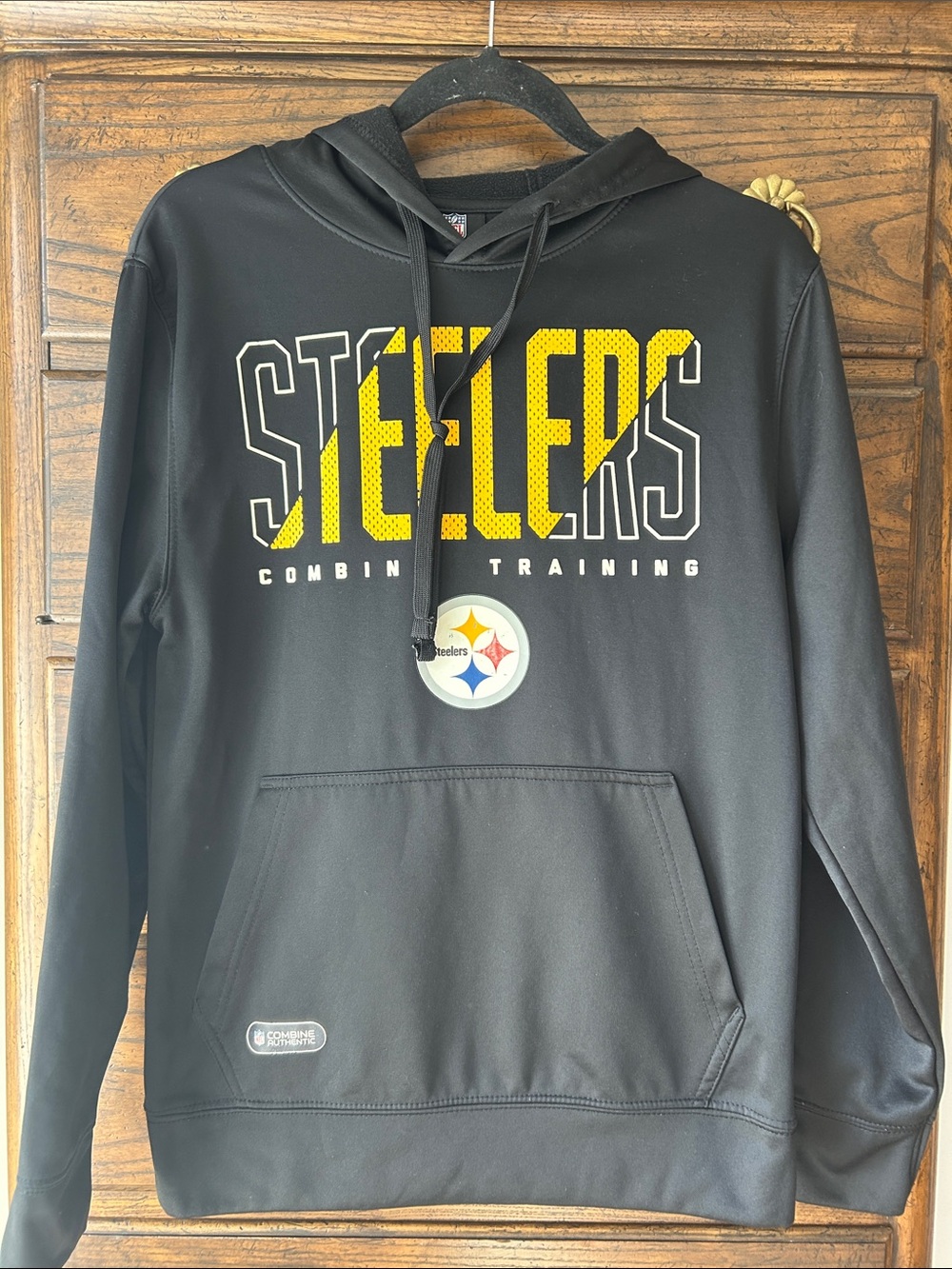 Pittsburgh Steelers Men’s Black Pullover Hoodie, Combine Authentic, Size S